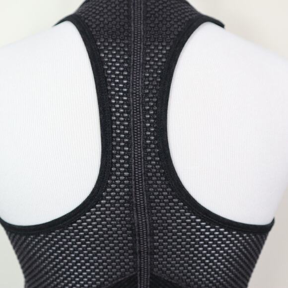 Athleta Size S Racerback Tank Netted Panels Jewel Neck Gray Black - Picture 8 of 10